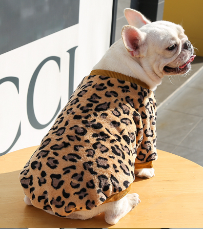 Leopard Print Fleece Dog Pajamas