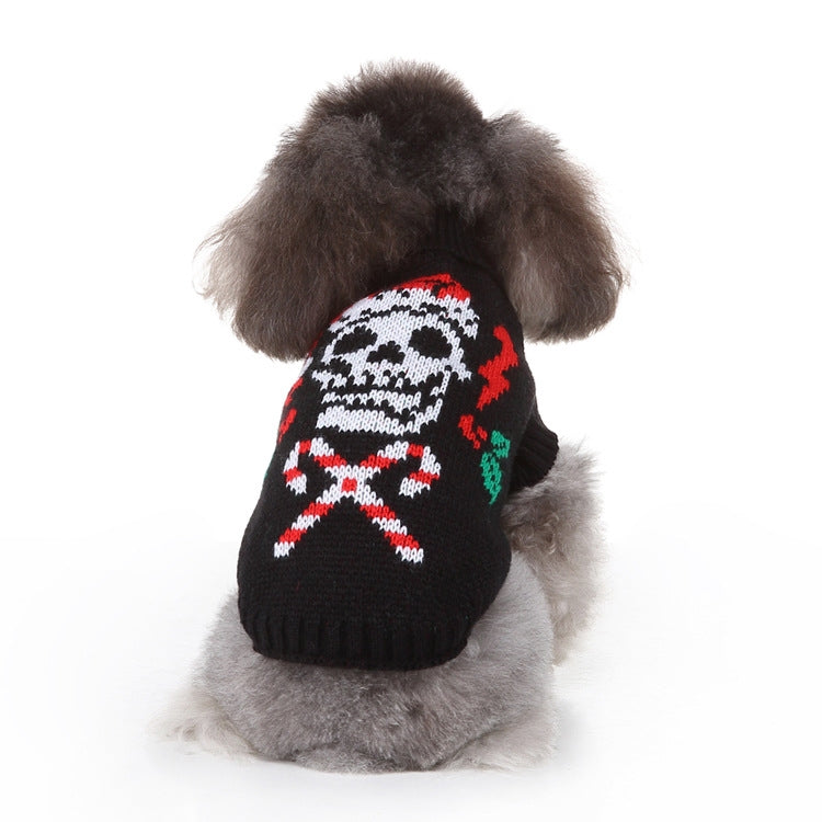 Skull Pattern Winter Dog Sweater