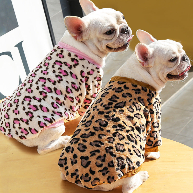 Leopard Print Fleece Dog Pajamas