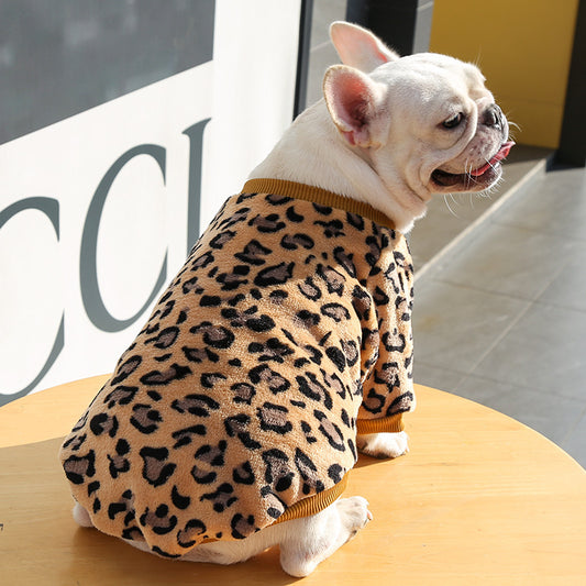 Leopard print fleece dog pajamas