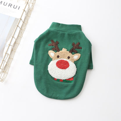 Dog wearing a cotton winter sweater