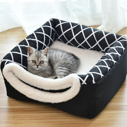 Cozy Velvet Cave Bed for Cats & Small Dogs