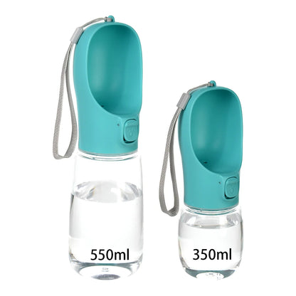 Leak-proof portable dog water bottle, turquoise, both sizes