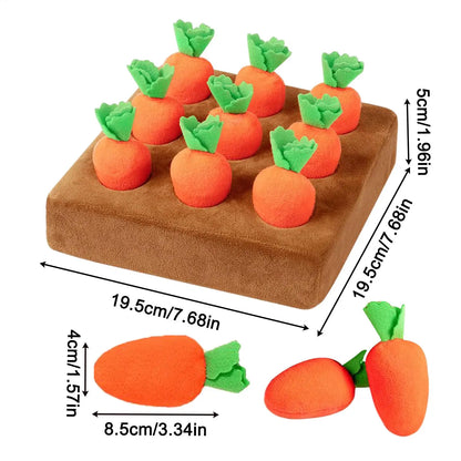 Carrot snuffle mat puzzle toy for dogs, size guide
