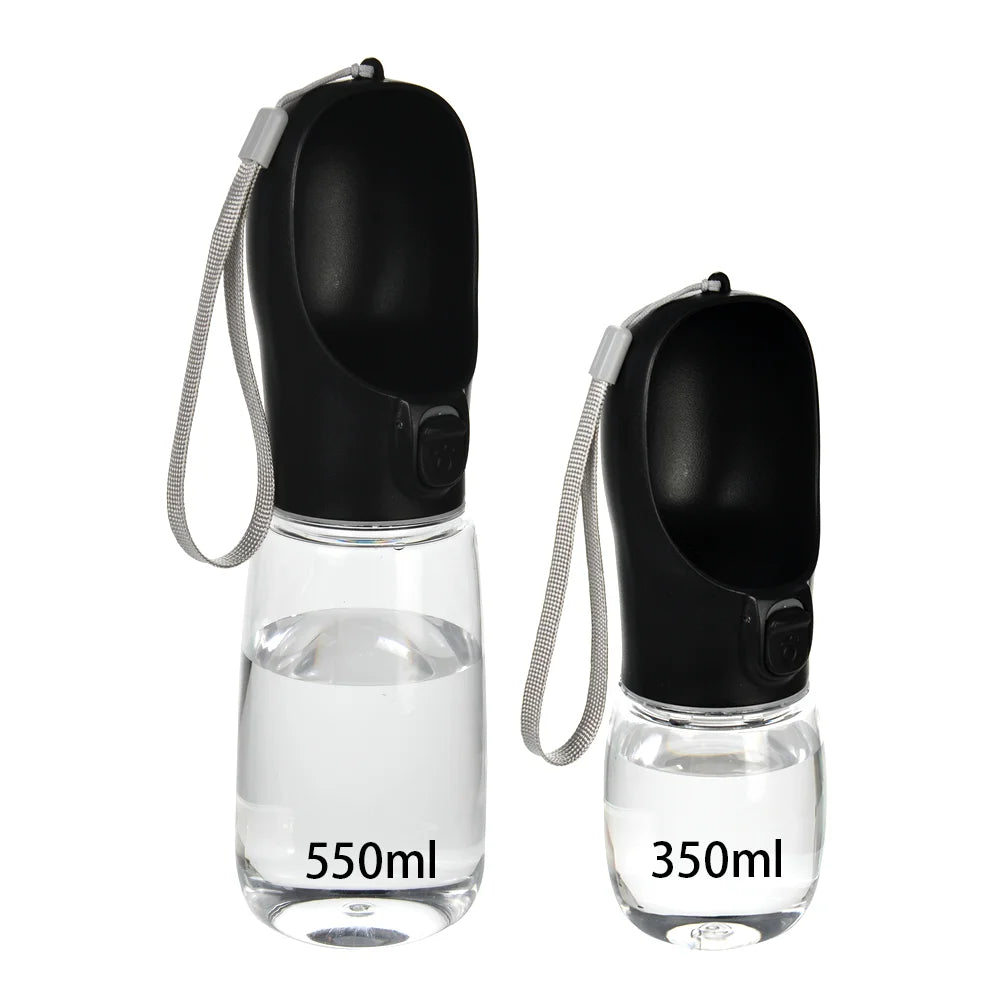Leak-proof portable dog water bottle, black, both sizes