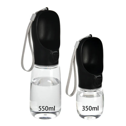Leak-proof portable dog water bottle, black, both sizes