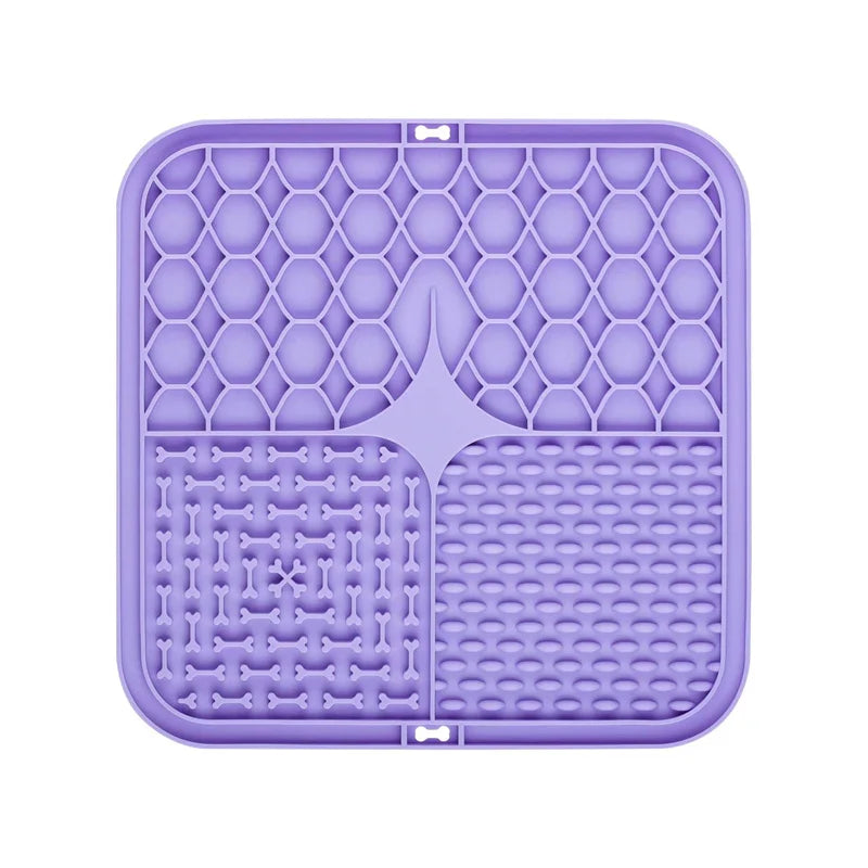 Silicone lick mat with suction cups, purple