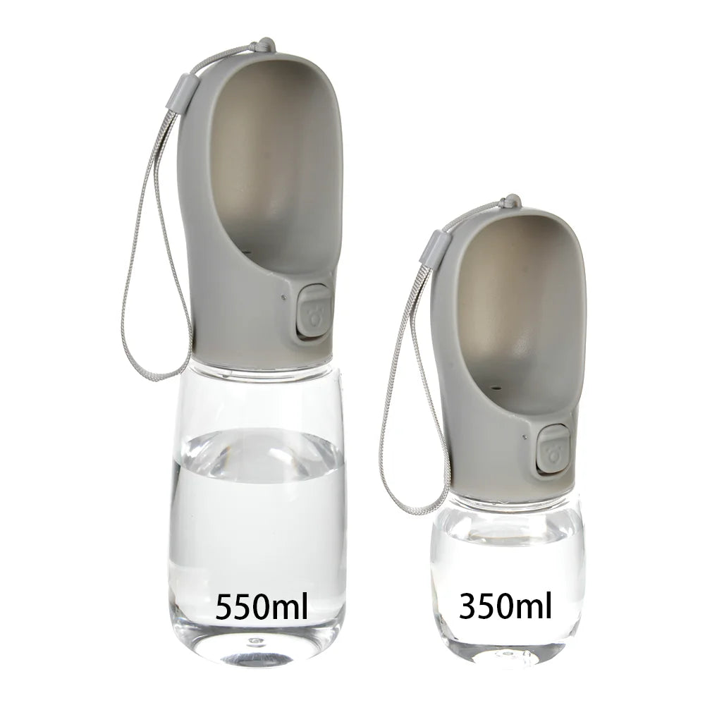 Leak-proof portable dog water bottle, gray, both sizes
