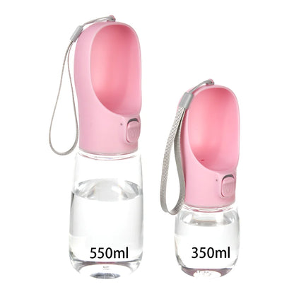 Leak-proof portable dog water bottle, pink, both sizes