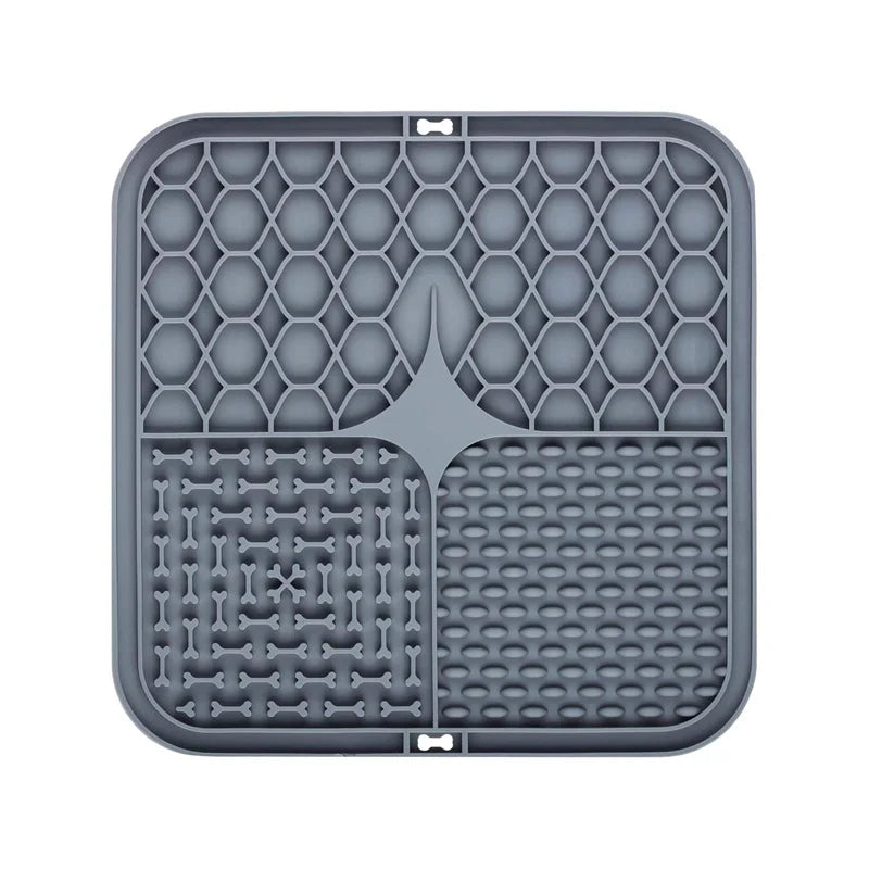 Silicone lick mat with suction cups, grey
