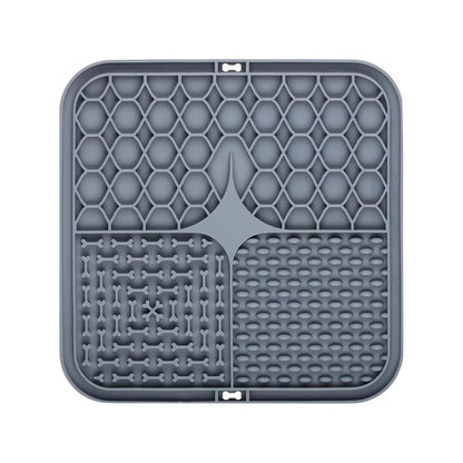 Silicone lick mat with suction cups, grey
