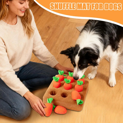 Carrot snuffle mat puzzle toy for dogs, dog sniffing for treats