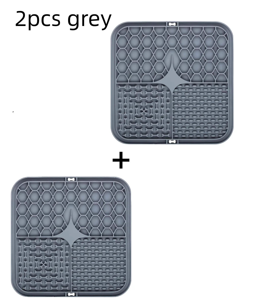 Silicone lick mat with suction cups, 2-pack grey