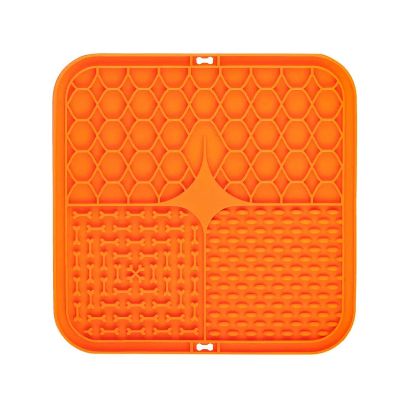 Silicone lick mat with suction cups, orange