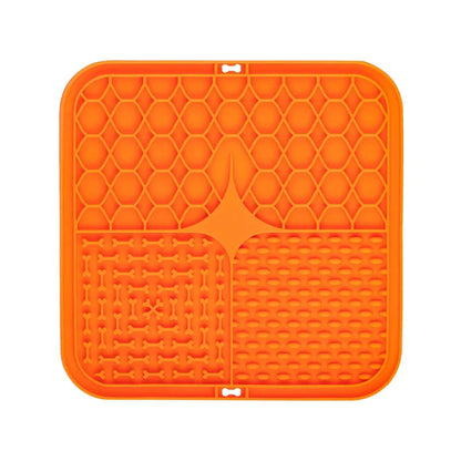 Silicone lick mat with suction cups, orange
