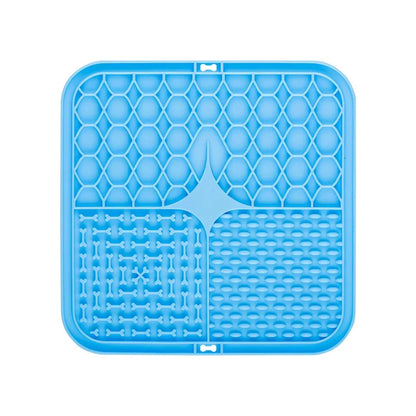 Silicone lick mat with suction cups, blue