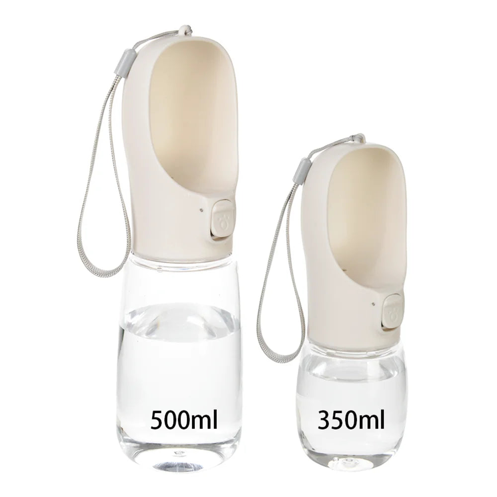 Leak-proof portable dog water bottle, white, both sizes