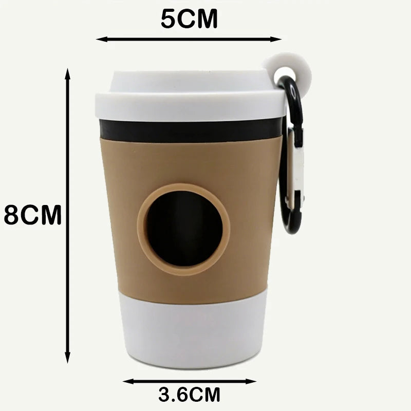 Coffee cup poop bag dispenser, white lid