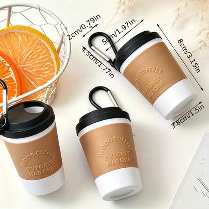 Coffee cup poop bag dispenser with carabiner clip